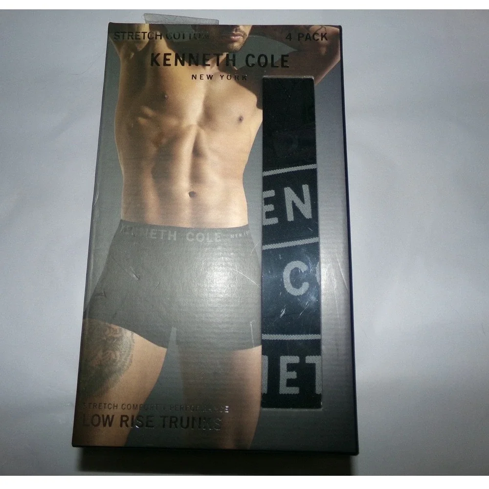 NIP MENS KENNETH COLE 4 PAIRS LOW RISE TRUNK UNDERWEAR~SZ LRG~BLACK‎